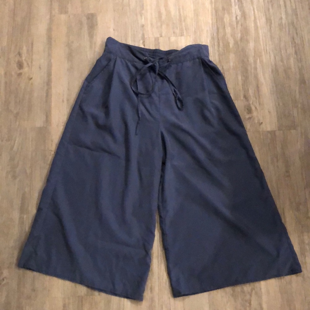 BCBGeneration Blue Wide Leg Pants w Lace Up